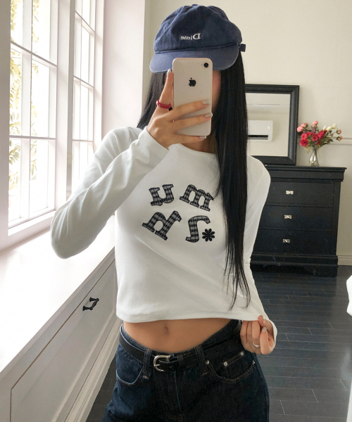 muahmuah（ムーアムーア）の「ダブルチェック 長袖Tシャツ [ホワイト]（Tシャツ/カットソー・レディース・その他・FREE）」の6枚目の写真