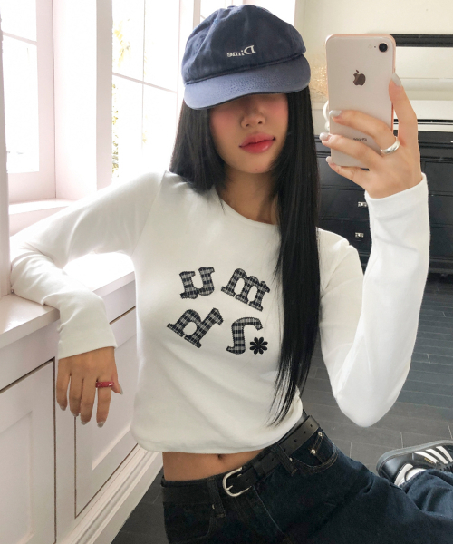 muahmuah（ムーアムーア）の「ダブルチェック 長袖Tシャツ [ホワイト]（Tシャツ/カットソー・レディース・その他・FREE）」の7枚目の写真
