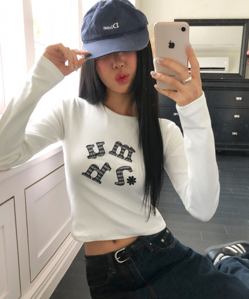 muahmuah（ムーアムーア）の「ダブルチェック 長袖Tシャツ [ホワイト]（Tシャツ/カットソー・レディース・その他・FREE）」の8枚目の写真