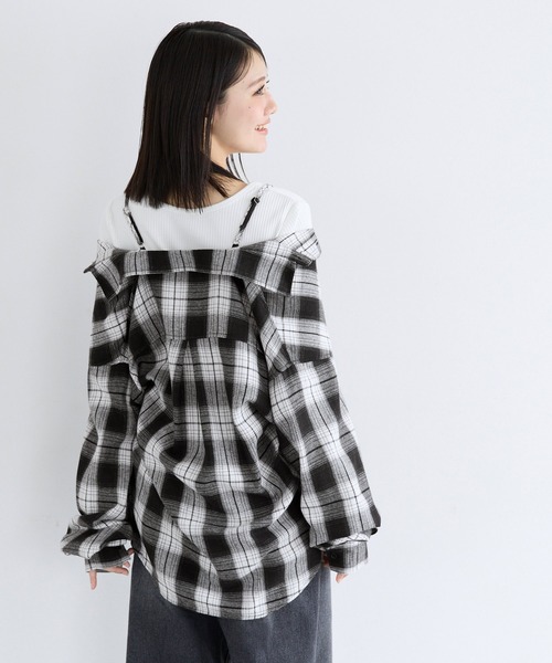 coca(coca)(コカ)の「ユース 3wayチェックシャツ(シャツ/ブラウス・レディース・ブラック/ブラウン・L/M/S)」の7枚目の写真