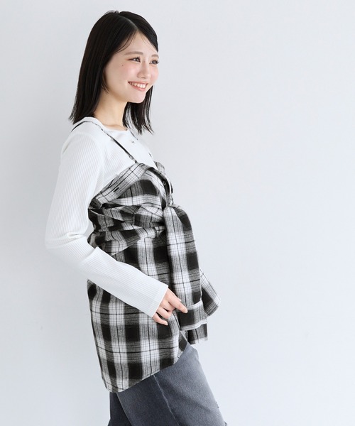 coca(coca)(コカ)の「ユース 3wayチェックシャツ(シャツ/ブラウス・レディース・ブラック/ブラウン・L/M/S)」の9枚目の写真
