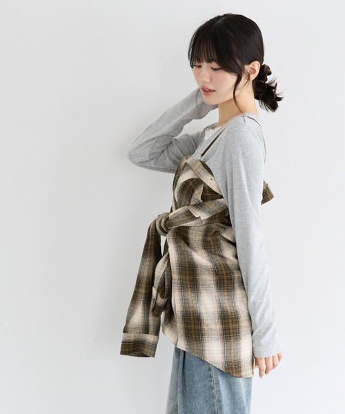 coca(coca)(コカ)の「ユース 3wayチェックシャツ(シャツ/ブラウス・レディース・ブラック/ブラウン・L/M/S)」の12枚目の写真