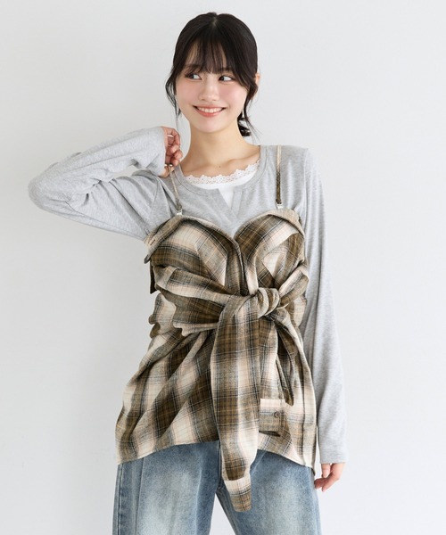 coca(coca)(コカ)の「ユース 3wayチェックシャツ(シャツ/ブラウス・レディース・ブラック/ブラウン・L/M/S)」の13枚目の写真