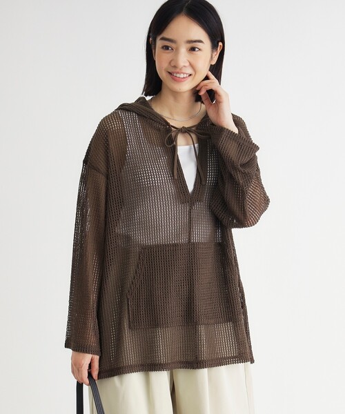 HONEYSUCKLE ROSE(ハニーサックルローズ)の「メッシュフードプルオーバー(Tシャツ/カットソー・レディース・ブラック/ブラウン系その他/アイボリー・05/04)」の3枚目の写真