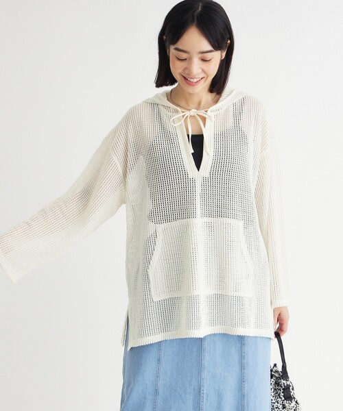 HONEYSUCKLE ROSE(ハニーサックルローズ)の「メッシュフードプルオーバー(Tシャツ/カットソー・レディース・ブラック/ブラウン系その他/アイボリー・05/04)」の4枚目の写真