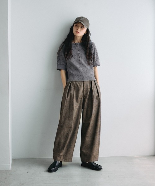 niko and...（ニコアンド）の「[MODE NORM CORE] 2タックコクーンチェックパンツ（その他パンツ・レディース・グレー/ネイビー/ブラウン・MEDIUM/LARGE）」の8枚目の写真