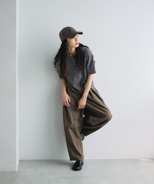 niko and...（ニコアンド）の「[MODE NORM CORE] 2タックコクーンチェックパンツ（その他パンツ・レディース・グレー/ネイビー/ブラウン・MEDIUM/LARGE）」の9枚目の写真