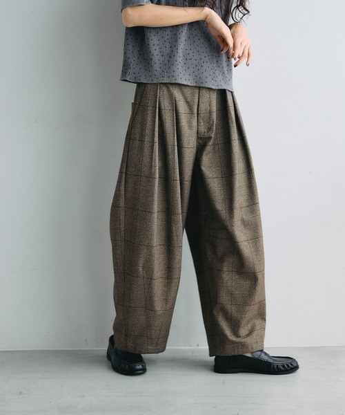 niko and...（ニコアンド）の「[MODE NORM CORE] 2タックコクーンチェックパンツ（その他パンツ・レディース・グレー/ネイビー/ブラウン・MEDIUM/LARGE）」の10枚目の写真
