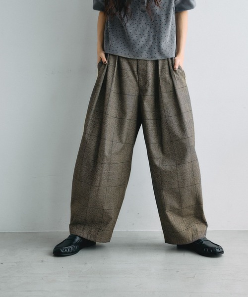 niko and...（ニコアンド）の「[MODE NORM CORE] 2タックコクーンチェックパンツ（その他パンツ・レディース・グレー/ネイビー/ブラウン・MEDIUM/LARGE）」の12枚目の写真