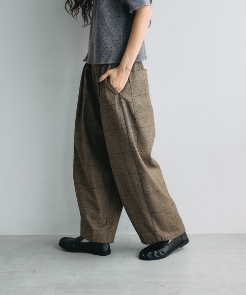 niko and...（ニコアンド）の「[MODE NORM CORE] 2タックコクーンチェックパンツ（その他パンツ・レディース・グレー/ネイビー/ブラウン・MEDIUM/LARGE）」の13枚目の写真