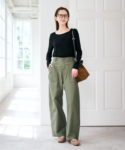 U by SPICK&SPAN(ユーバイスピックアンドスパン)の「ウールミックスシアークルーネック(Tシャツ/カットソー・レディース・ブラック/ホワイト・FREE)」の5枚目の写真