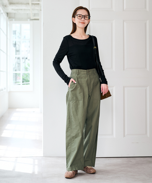 U by SPICK&SPAN(ユーバイスピックアンドスパン)の「ウールミックスシアークルーネック(Tシャツ/カットソー・レディース・ブラック/ホワイト・FREE)」の3枚目の写真
