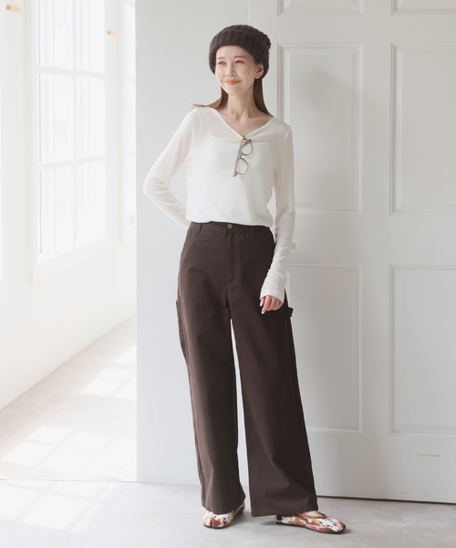 U by SPICK&SPAN(ユーバイスピックアンドスパン)の「ウールミックスシアークルーネック(Tシャツ/カットソー・レディース・ブラック/ホワイト・FREE)」の19枚目の写真