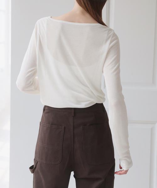 U by SPICK&SPAN(ユーバイスピックアンドスパン)の「ウールミックスシアークルーネック(Tシャツ/カットソー・レディース・ブラック/ホワイト・FREE)」の15枚目の写真