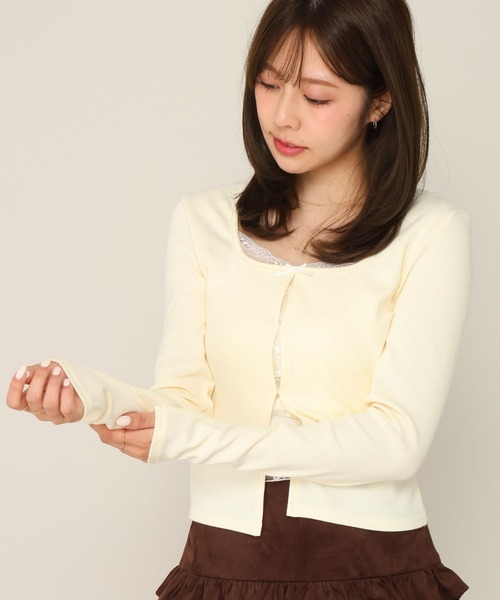 Heather(ヘザー)の「レースドッキングカットソー 1063899(Tシャツ/カットソー・レディース・ブラック/アイボリー/グレー・FREE)」の2枚目の写真