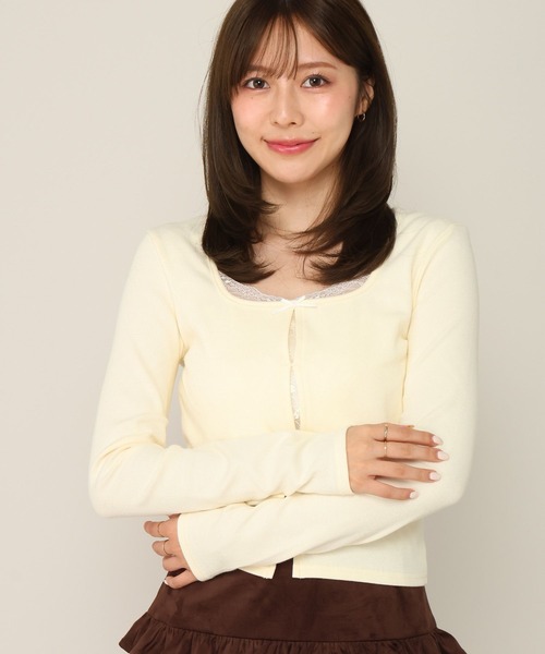 Heather(ヘザー)の「レースドッキングカットソー 1063899(Tシャツ/カットソー・レディース・ブラック/アイボリー/グレー・FREE)」の7枚目の写真
