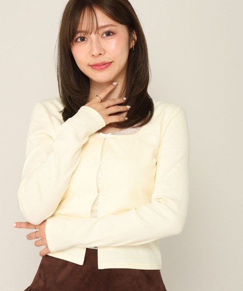 Heather(ヘザー)の「レースドッキングカットソー 1063899(Tシャツ/カットソー・レディース・ブラック/アイボリー/グレー・FREE)」の8枚目の写真