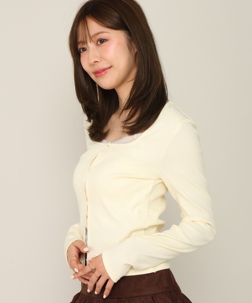 Heather(ヘザー)の「レースドッキングカットソー 1063899(Tシャツ/カットソー・レディース・ブラック/アイボリー/グレー・FREE)」の9枚目の写真