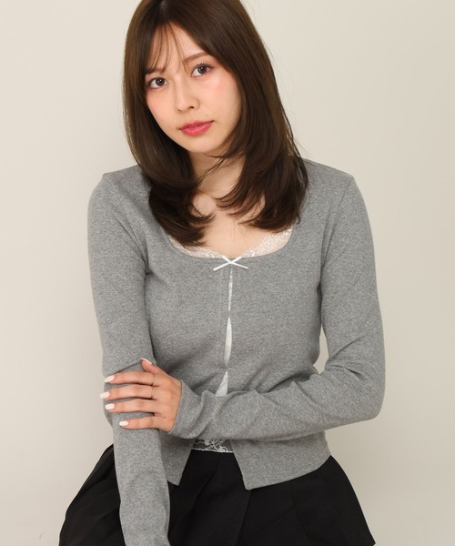 Heather(ヘザー)の「レースドッキングカットソー 1063899(Tシャツ/カットソー・レディース・ブラック/アイボリー/グレー・FREE)」の22枚目の写真