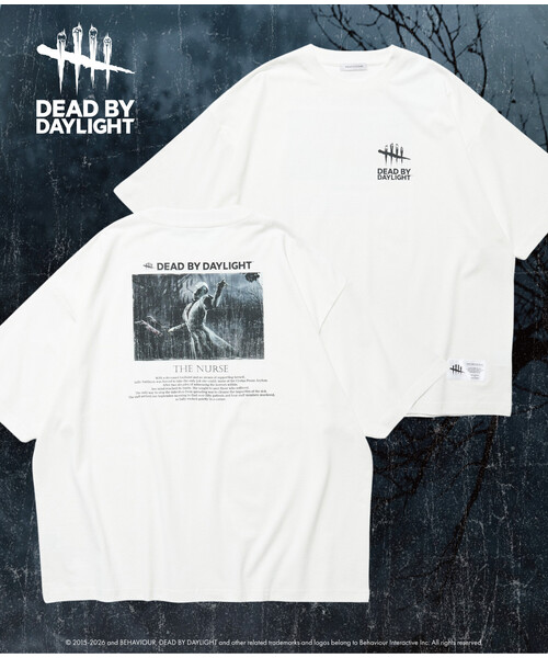 FREAK'S STORE(フリークスストア)の「DEAD BY DAYLIGHT 別注 THE NURSE フォト バックプリント クルーネックTシャツ(Tシャツ/カットソー・メンズ・ホワイト/ブラック・LARGE/MEDIUM/X-LARGE)」の2枚目の写真
