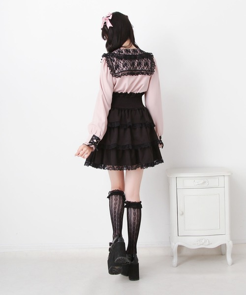 DearMyLove（ディアマイラブ）の「レースアップリボンフリルトップス（シャツ/ブラウス・レディース・ホワイト×ブラック/ベビーピンク/ブルーグレー・MEDIUM/LARGE/3L）」の12枚目の写真