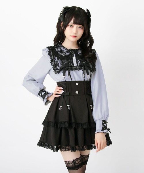 DearMyLove（ディアマイラブ）の「レースアップリボンフリルトップス（シャツ/ブラウス・レディース・ホワイト×ブラック/ベビーピンク/ブルーグレー・MEDIUM/LARGE/3L）」の16枚目の写真