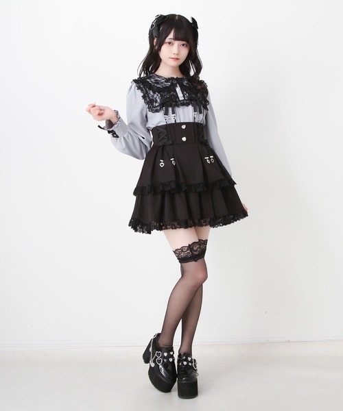 DearMyLove（ディアマイラブ）の「レースアップリボンフリルトップス（シャツ/ブラウス・レディース・ホワイト×ブラック/ベビーピンク/ブルーグレー・MEDIUM/LARGE/3L）」の17枚目の写真