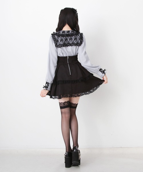 DearMyLove（ディアマイラブ）の「レースアップリボンフリルトップス（シャツ/ブラウス・レディース・ホワイト×ブラック/ベビーピンク/ブルーグレー・MEDIUM/LARGE/3L）」の18枚目の写真