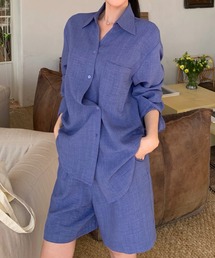 無地シャツ&ショートパンツセットアップ
