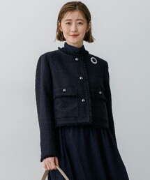 23区｜ニジュウサンク（レディース）のノーカラージャケット（ツイード