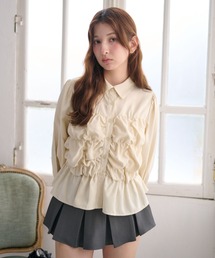 ホイップギャザー長袖ブラウス