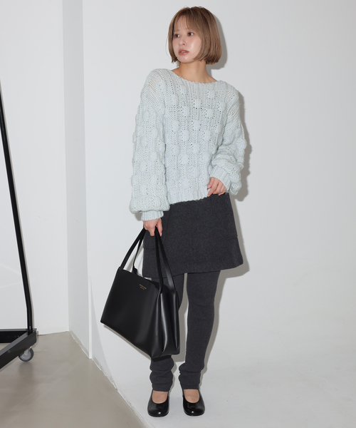 SLOBE IENA（スローブイエナ）の「3ゲージポップコーンニット（ニット/セーター・レディース・ピンク/サックスブルー/ブラック・FREE）」の16枚目の写真
