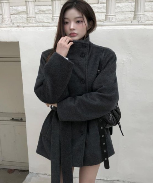 semplice(センプリチェ)の「ショートコート【韓国ファッション】(その他アウター・レディース・グレー/キャメル/ベージュ・F)」の6枚目の写真