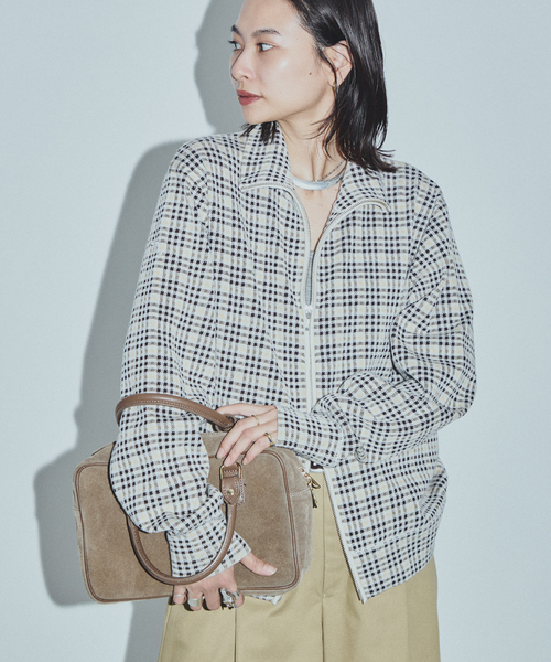 JOURNAL STANDARD(ジャーナルスタンダード)の「【ASIDE】 チェックジャガードニットブルゾン(その他アウター・レディース・ネイビー/アイボリー・FREE)」の2枚目の写真