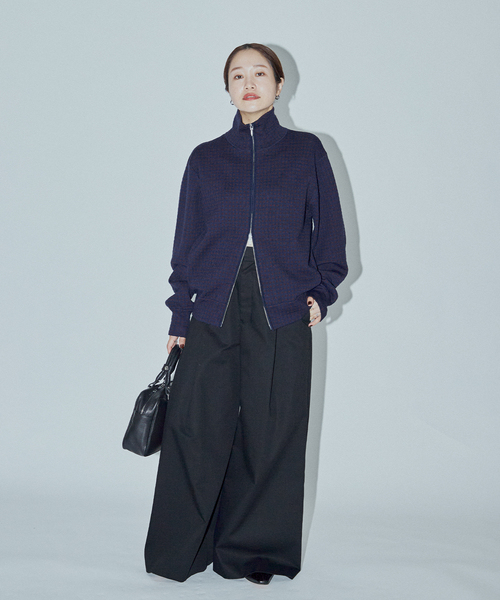 JOURNAL STANDARD(ジャーナルスタンダード)の「【ASIDE】 チェックジャガードニットブルゾン(その他アウター・レディース・ネイビー/アイボリー・FREE)」の13枚目の写真