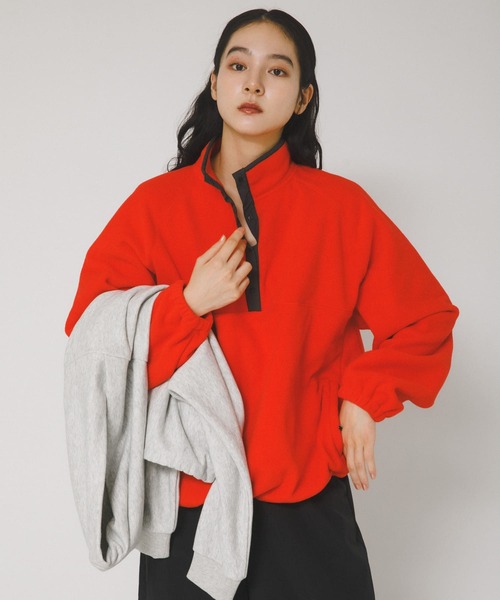 EKAL(エカル)の「マルチカラーフリーススタンドプルオーバー(その他トップス・レディース・アイボリー/オレンジ/パープル/ブラック・ONE)」の9枚目の写真