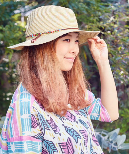 チャイハネ（チャイハネ）の「【チャイハネ】ビーズストリングつば広ハット（ハット・レディース・ブラウン/ベージュ・FREE）」の9枚目の写真