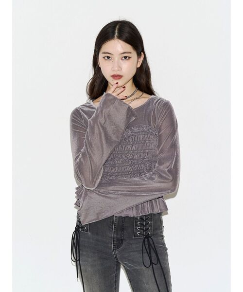 jouetie(ジュエティ)の「ビスチェドッキングベロアトップス(Tシャツ/カットソー・レディース・グレー/グリーン/アイボリー・FREE)」の20枚目の写真