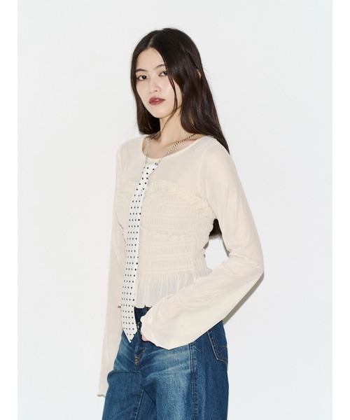 jouetie(ジュエティ)の「ビスチェドッキングベロアトップス(Tシャツ/カットソー・レディース・グレー/グリーン/アイボリー・FREE)」の10枚目の写真