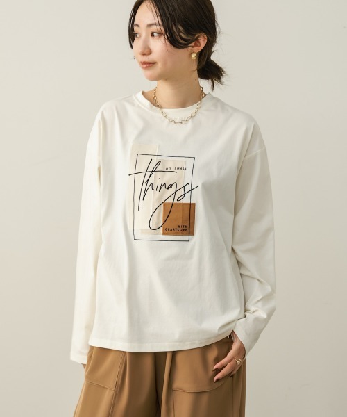 Bou Jeloud(ブージュルード)の「スウェードコラージュロンT(Tシャツ/カットソー・レディース・オフホワイト/チャコールグレー/ピンク・FREE)」の1枚目の写真