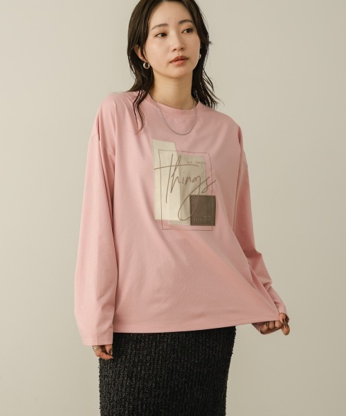 Bou Jeloud(ブージュルード)の「スウェードコラージュロンT(Tシャツ/カットソー・レディース・オフホワイト/チャコールグレー/ピンク・FREE)」の3枚目の写真