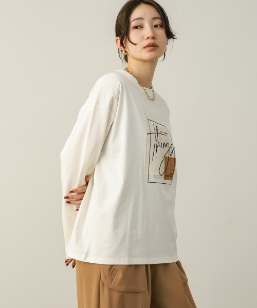 Bou Jeloud(ブージュルード)の「スウェードコラージュロンT(Tシャツ/カットソー・レディース・オフホワイト/チャコールグレー/ピンク・FREE)」の14枚目の写真