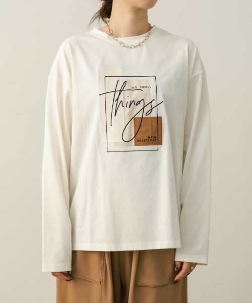 Bou Jeloud(ブージュルード)の「スウェードコラージュロンT(Tシャツ/カットソー・レディース・オフホワイト/チャコールグレー/ピンク・FREE)」の21枚目の写真
