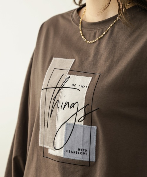 Bou Jeloud(ブージュルード)の「スウェードコラージュロンT(Tシャツ/カットソー・レディース・オフホワイト/チャコールグレー/ピンク・FREE)」の4枚目の写真