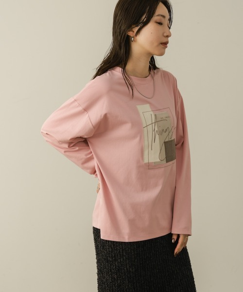 Bou Jeloud(ブージュルード)の「スウェードコラージュロンT(Tシャツ/カットソー・レディース・オフホワイト/チャコールグレー/ピンク・FREE)」の5枚目の写真