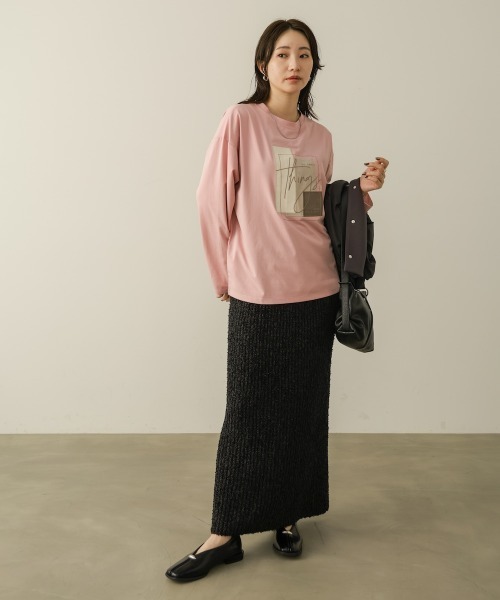 Bou Jeloud(ブージュルード)の「スウェードコラージュロンT(Tシャツ/カットソー・レディース・オフホワイト/チャコールグレー/ピンク・FREE)」の6枚目の写真