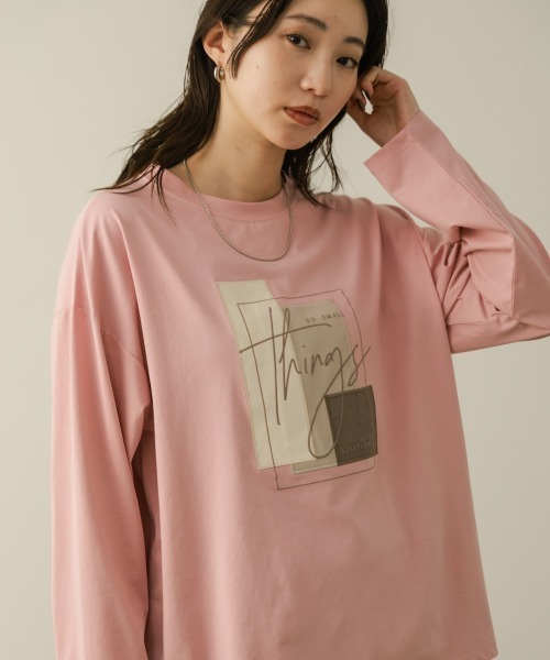 Bou Jeloud(ブージュルード)の「スウェードコラージュロンT(Tシャツ/カットソー・レディース・オフホワイト/チャコールグレー/ピンク・FREE)」の7枚目の写真