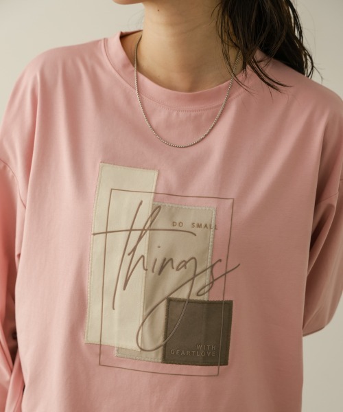 Bou Jeloud(ブージュルード)の「スウェードコラージュロンT(Tシャツ/カットソー・レディース・オフホワイト/チャコールグレー/ピンク・FREE)」の8枚目の写真
