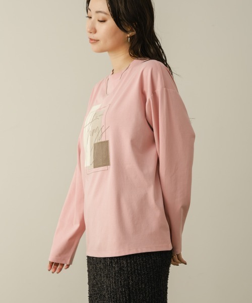 Bou Jeloud(ブージュルード)の「スウェードコラージュロンT(Tシャツ/カットソー・レディース・オフホワイト/チャコールグレー/ピンク・FREE)」の9枚目の写真