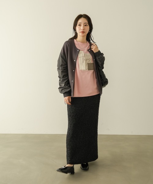 Bou Jeloud(ブージュルード)の「スウェードコラージュロンT(Tシャツ/カットソー・レディース・オフホワイト/チャコールグレー/ピンク・FREE)」の12枚目の写真